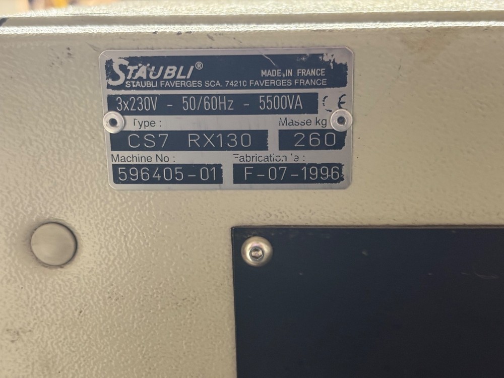 Staubli 6-axis RX130L Robot arm with CS7 Controller and Adept module, Tested.
