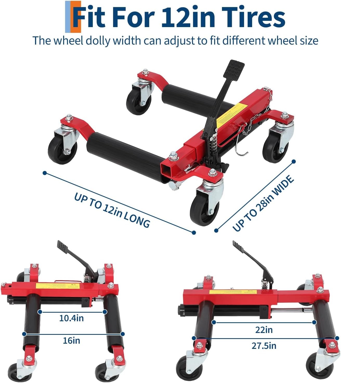 2 Hydraulic Wheel Dollies, 1500LB Capacity Each for Vehicle Moving & Tire Change
