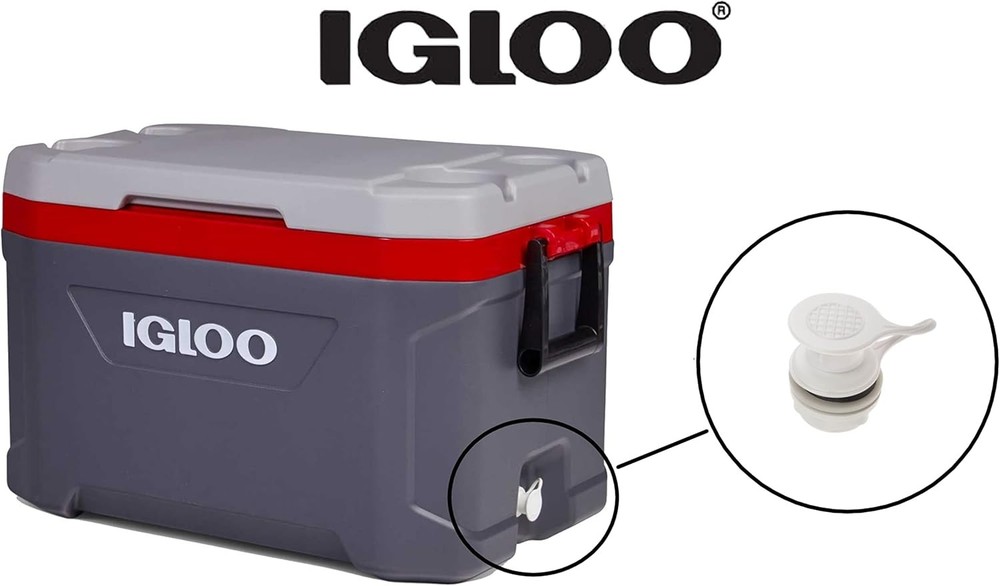Igloo Cooler Drain Plug Assembly with Triple Snap Cap for 25-70 Quart Coolers