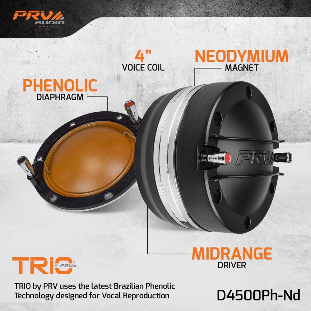 PRV AUDIO D4500Ph-Nd 2” 500W PHENOLIC NEODYMIUM COMPRESSION DRIVER 8Ω (SINGLE)