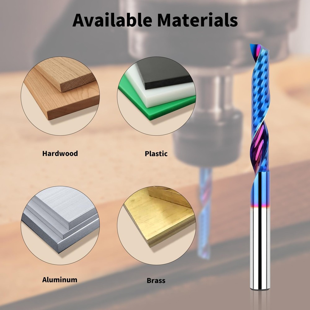 EANOSIC Solid Carbide Single Flute End Mill 1/4” Shank, Extra Long 3" Upcut CNC