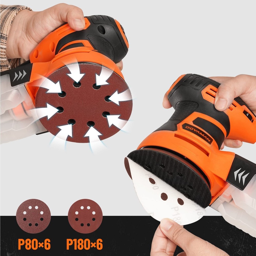 DOVAMAN ROS01A Orbital Sander, 3A Random Orbit Sander, 6 Variable Speeds, Up ...