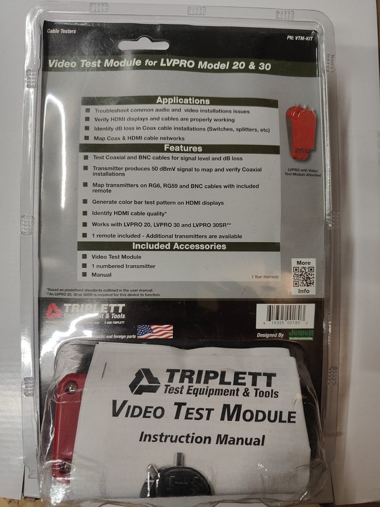 Triplett VTM-KIT Low-Voltage Video Test Module for LVPro20/30/30S Cable Tester