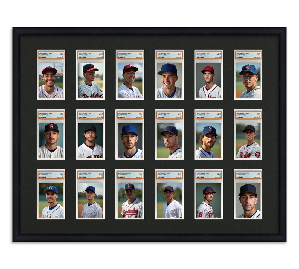 PSA Graded Card Frame Display Holds (18) Slabs Baseball, UV Protection (optional