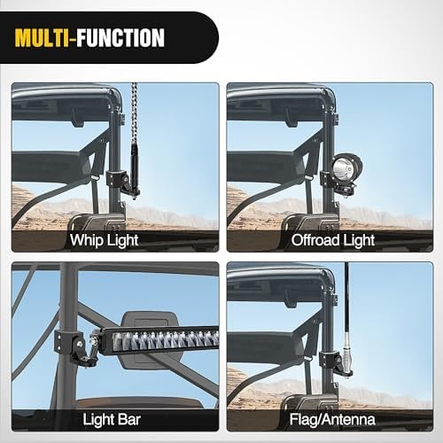 Heavy Duty Adjustable UTV Flag Antenna with Light Mount
