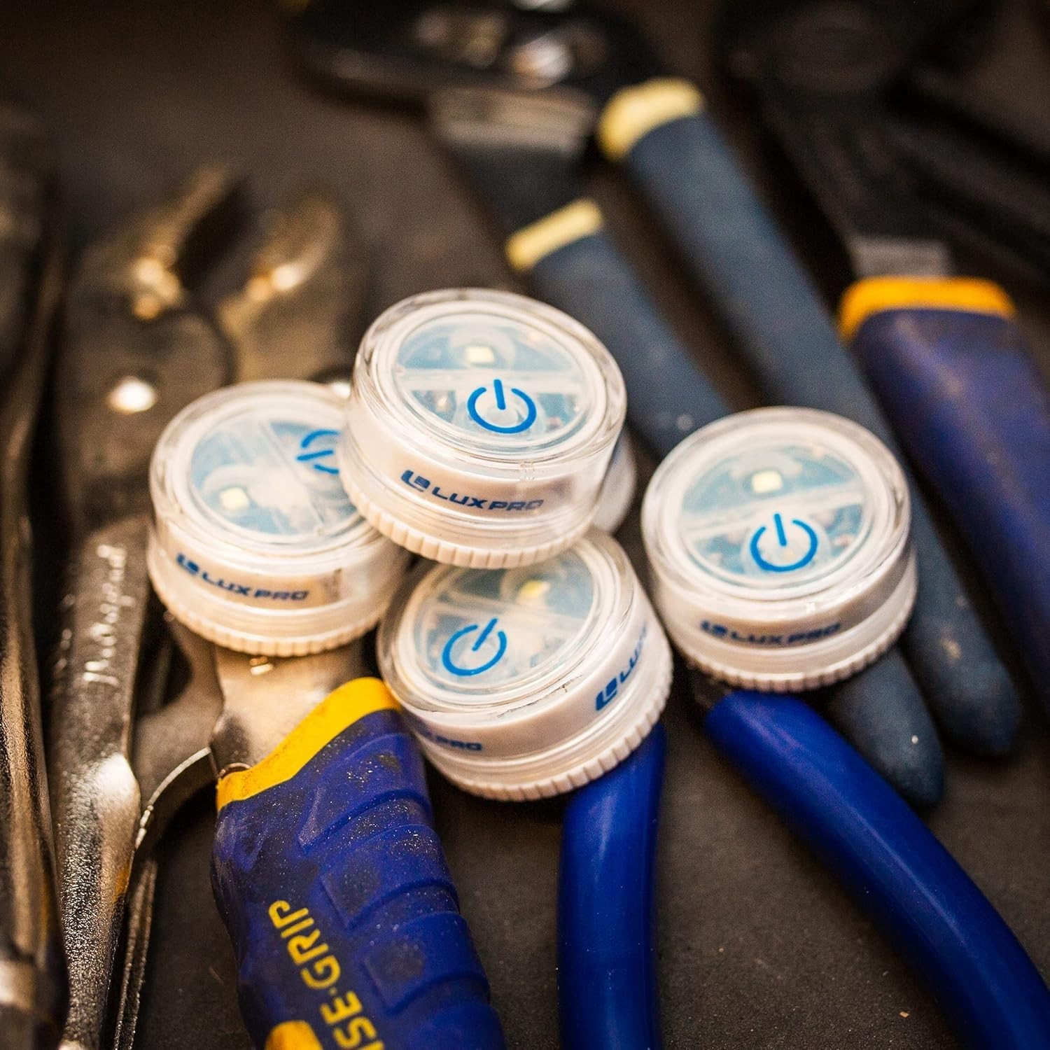 LUXPRO Waterproof Micro LED Puck Lights - Adhesive Under Cabinet Light - 5 Pack