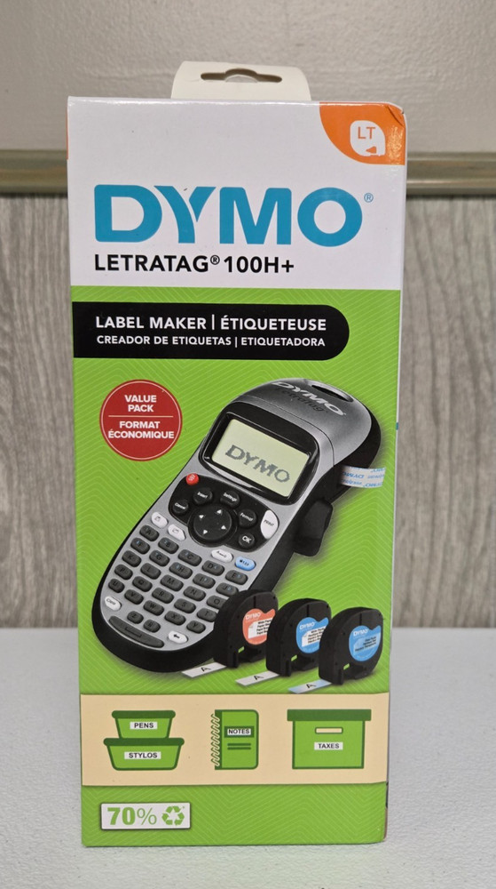 Dymo Handheld Label Maker (LetraTag 100H+ Plus) Value Pack with 3 Labeling Tapes