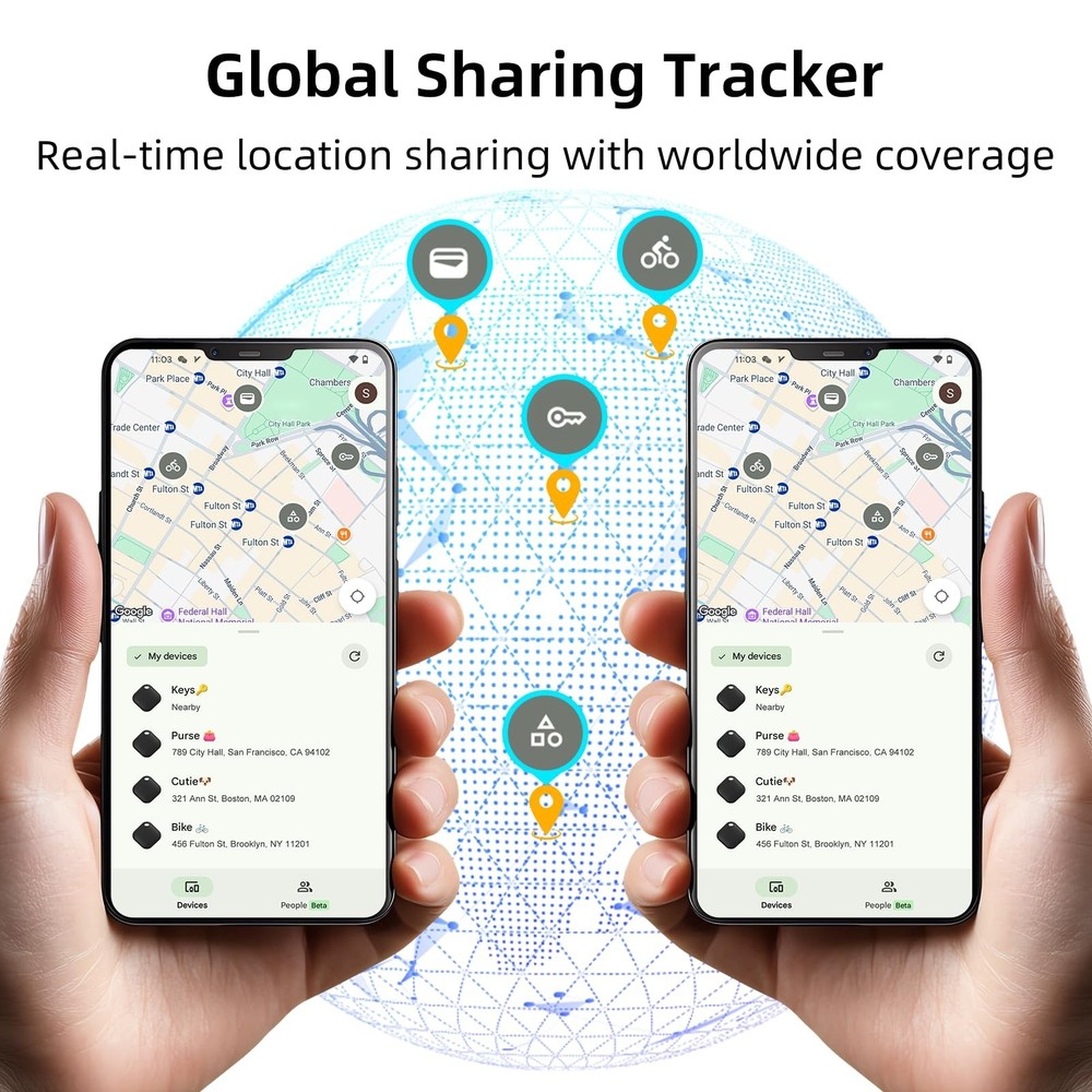 Android Tracker Tags 4 Pack and 2pcs CR2032 Batteries, Smart Tracking Device ...