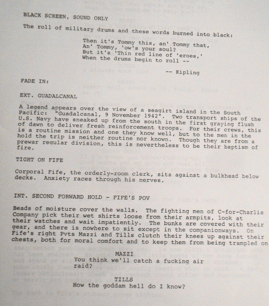 Terrence Malick - the Thin Red Line Screenplay - First Draft 1989. Very Rare