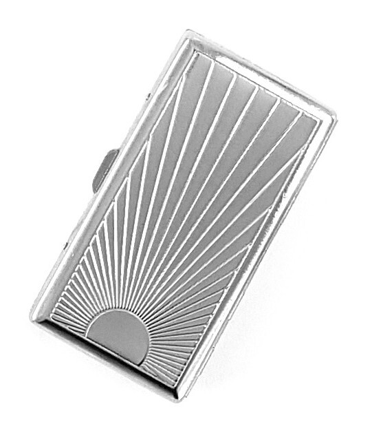 Victorian Style Cigarette Case Double Sided King & 100s Ray Pattern 4x2inch