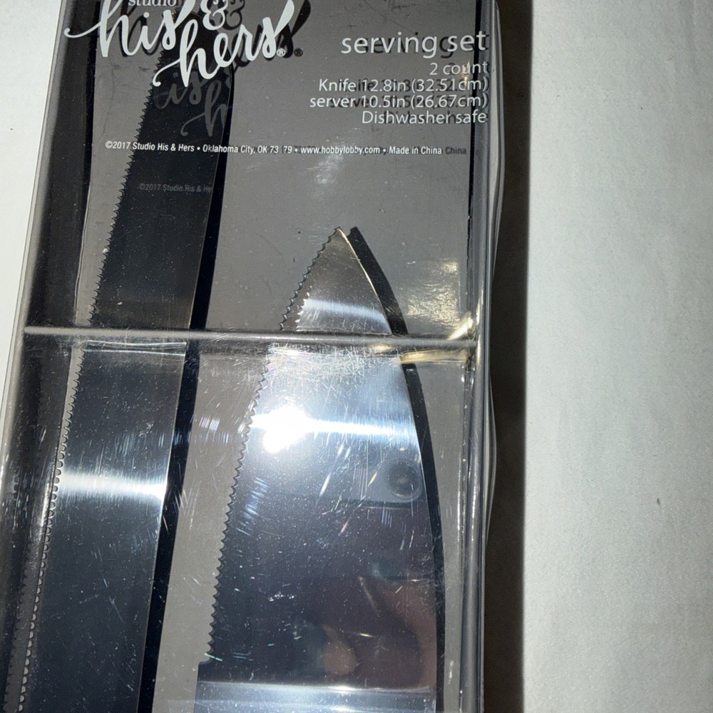 Studio His & Hers Wedding Serving Set Cake Knife & Server New Sealed Dishwasher