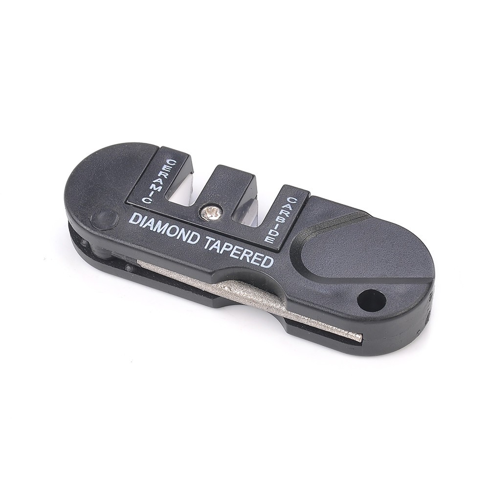 Outdoor Mini Folding Knife Sharpener Ceramic Carbide Diamond Tapered Tools