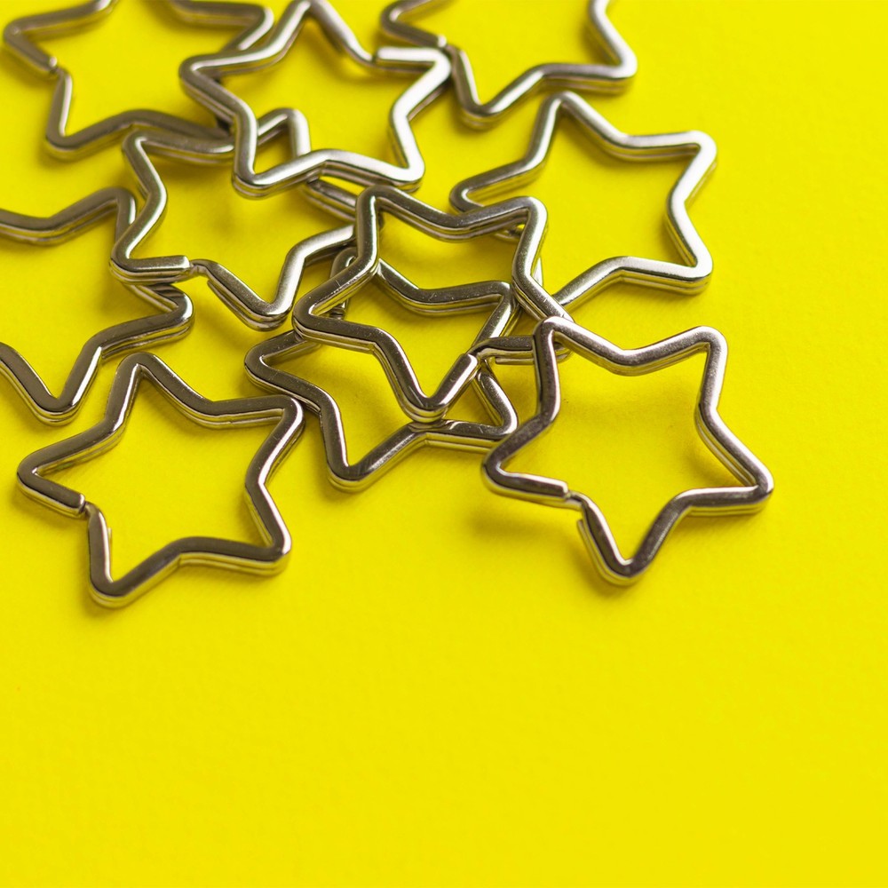 12Pcs Flat Key Ring, Creative Heart Shape Ring Silver Tone Metal Hoop Loop