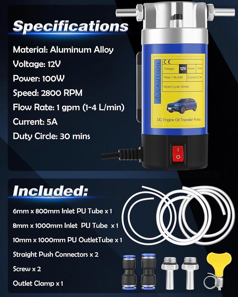 Electric Engine Oil Transfer Extractor Fluid Suction Pump Diesel Siphon Kit
