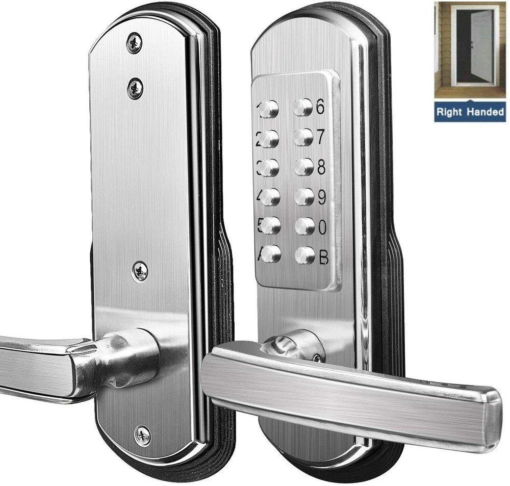 Keyless Door Lock Mechanical Push Button Digital Keypad Entry Security Door Knob