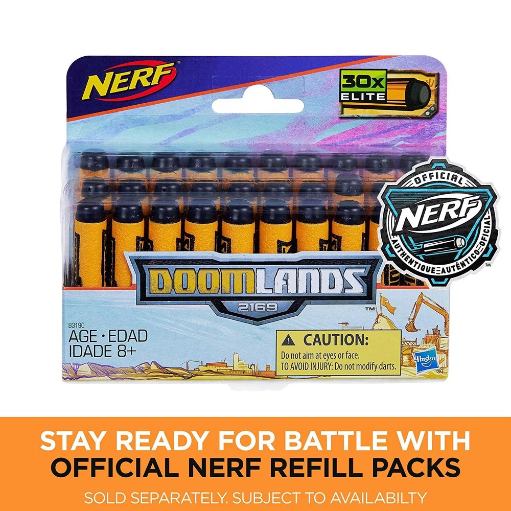 NERF DOOMLANDS IMPACT ZONE LONGARM BLASTER W/ ROTATING DRUM *DISTRESSED PKG