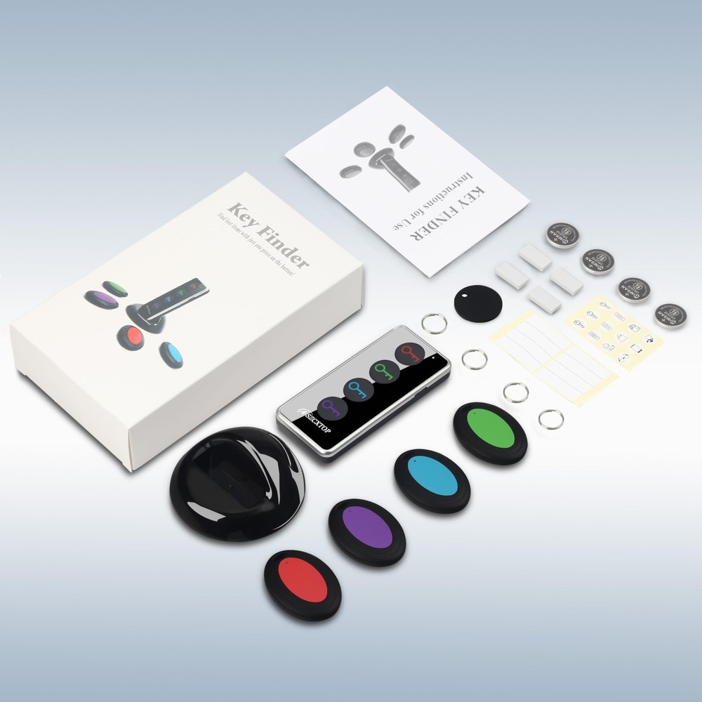 Key Finder Locator, 80dB Wireless Remote Item Tracker, RF for Black