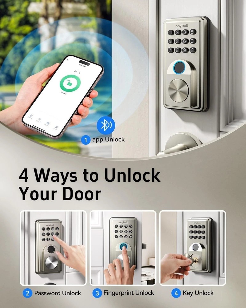 Smart Door Lock Fingerprint Keyless Entry Digital Keypad Passcode Bluetooth APP