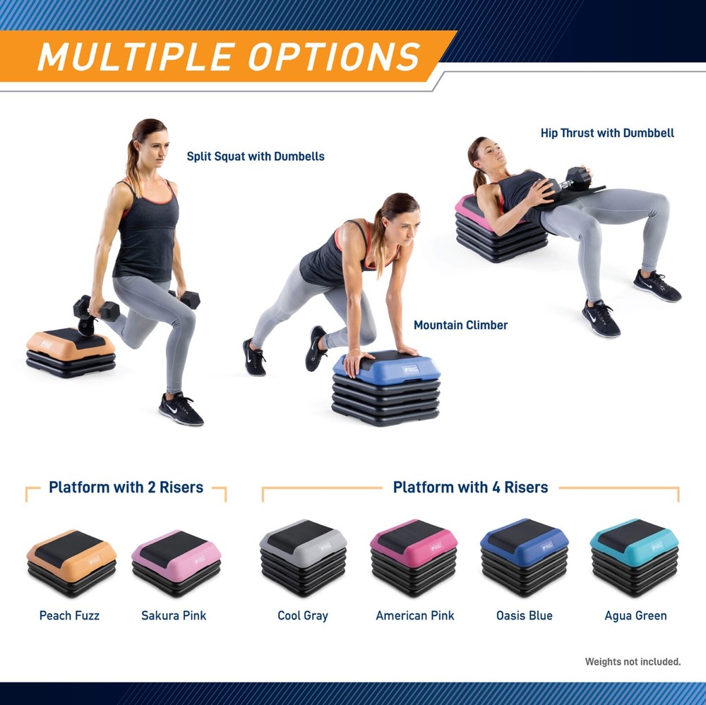 Adjustable Aerobic Step Platform 4 Risers in Multiple Colors - Circuit Fitness