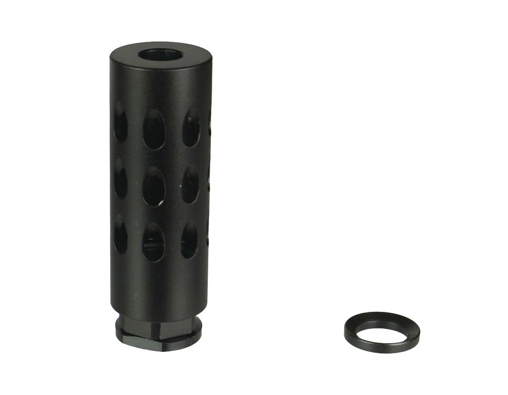 1/2-28 TPI Thread Low Concussion Muzzle Brake Anodized Black For 9mm