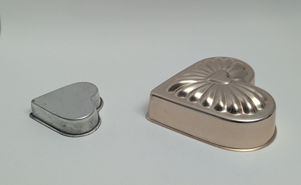Two Small Heart-shaped Metal Bakeware Pans/Mold