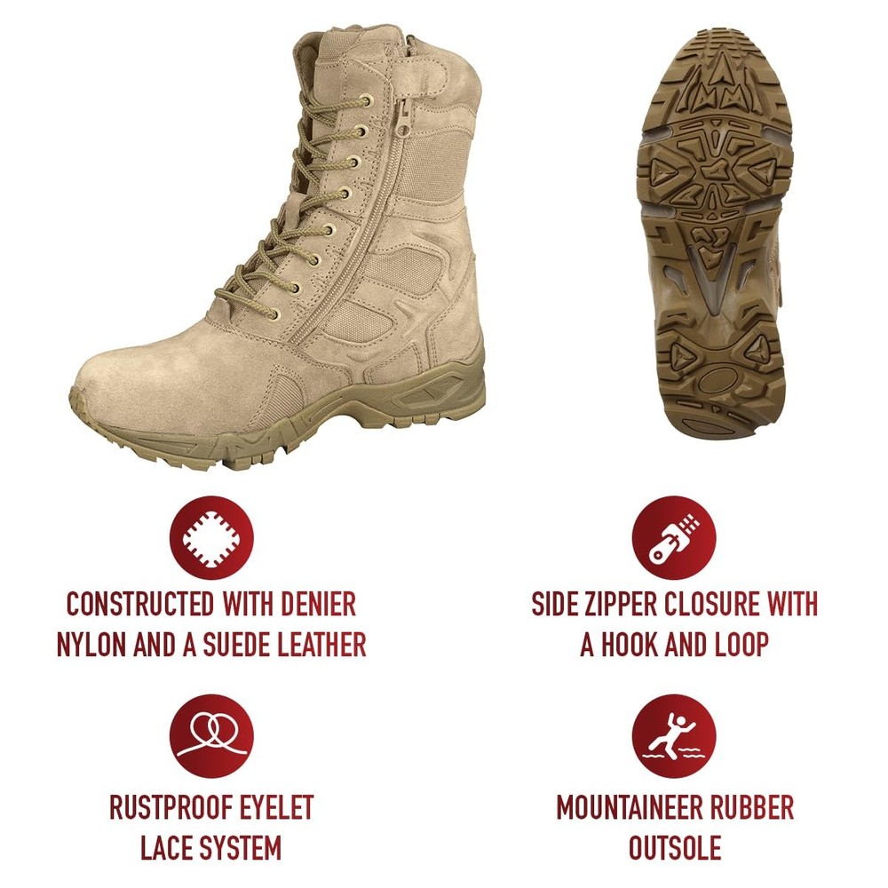Rothco 5357 Desert Tan Forced Entry Deployment Boots - R - 8.5