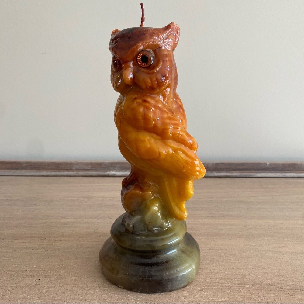 Vintage Owl on Perch Wax Candle