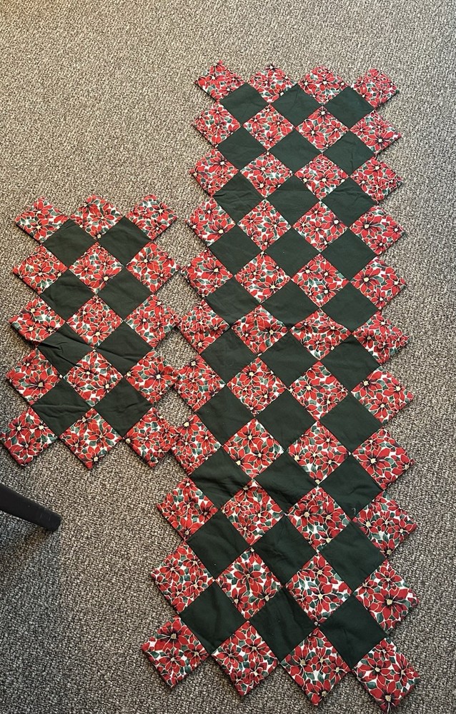 Poinsettia Quilted Table Runner with Same pattern table Topper
