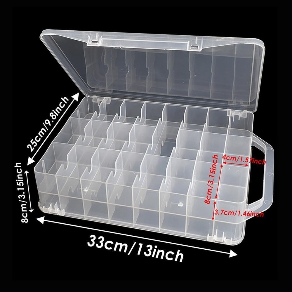 46 Grids Sewing Organizer, Double Sided Thread Box Storage, Portable Clear Pl...