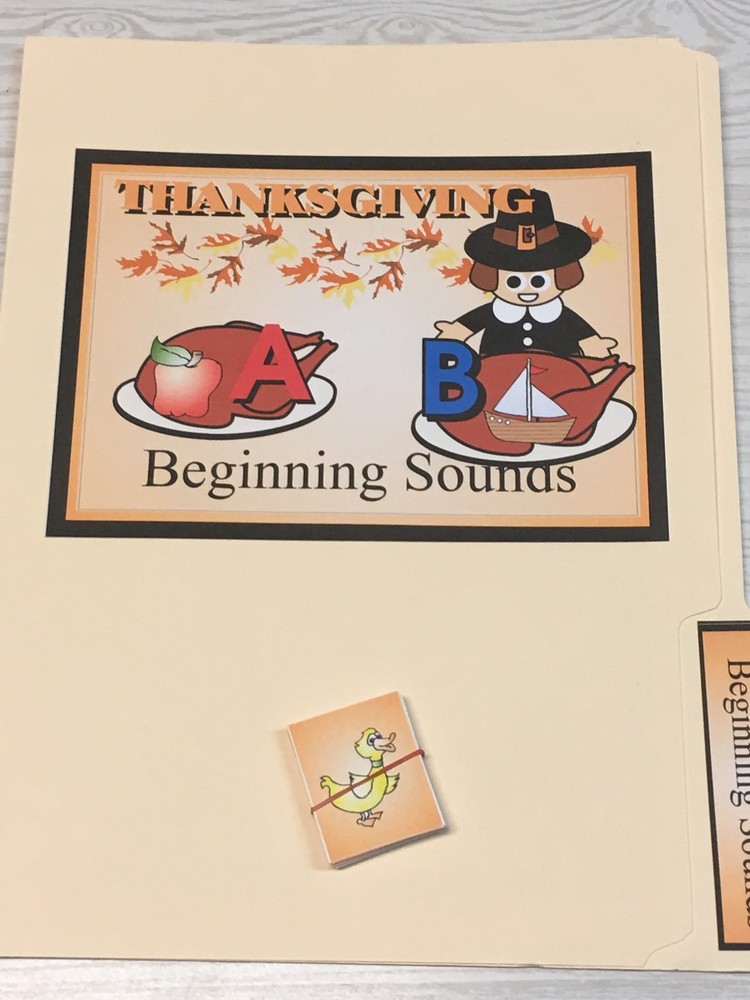 Thanksgiving -  File Folder Game  - Activity Set - Beginning Sounds