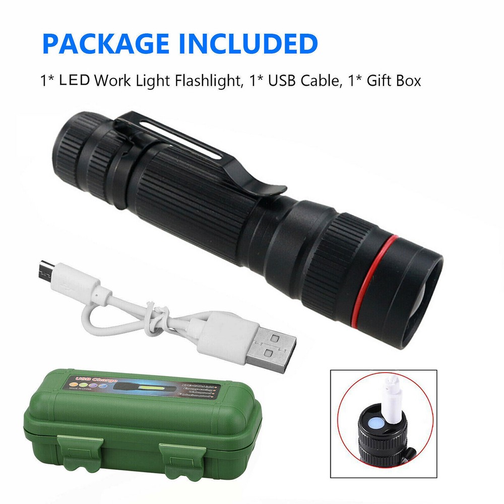 350000000 Lumen Super Bright LED Tactical Flashlight Rechargeable LED Work Light