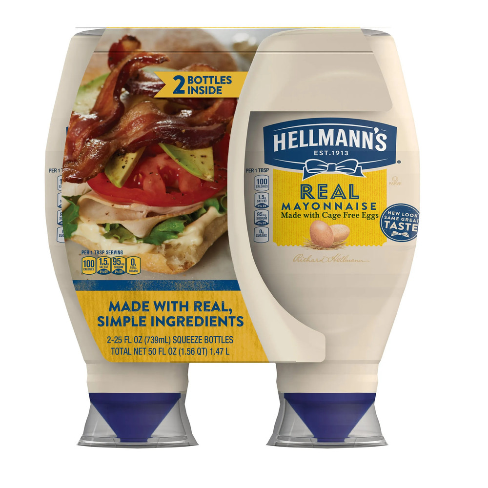Hellmann's Real Mayonnaise Squeeze Bottles, 25 oz, 2-count