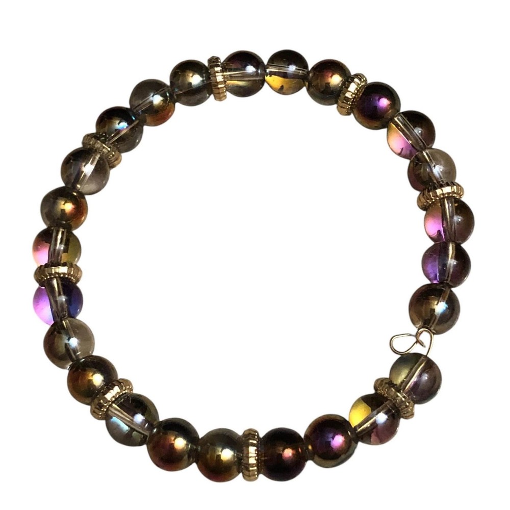 Beaded Bangle Bracelets Pair Handmade #1983