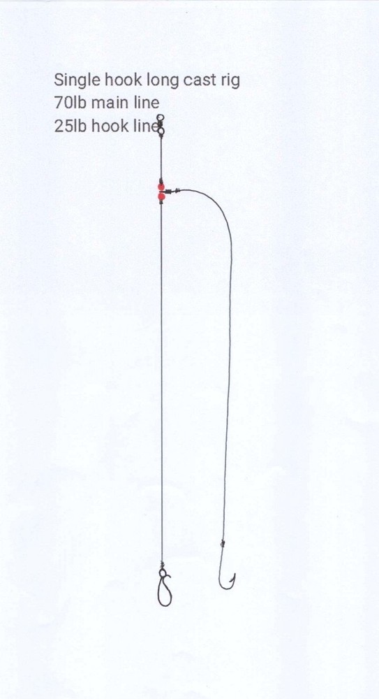 4 X No2 Aberdeen single hook long cast rig