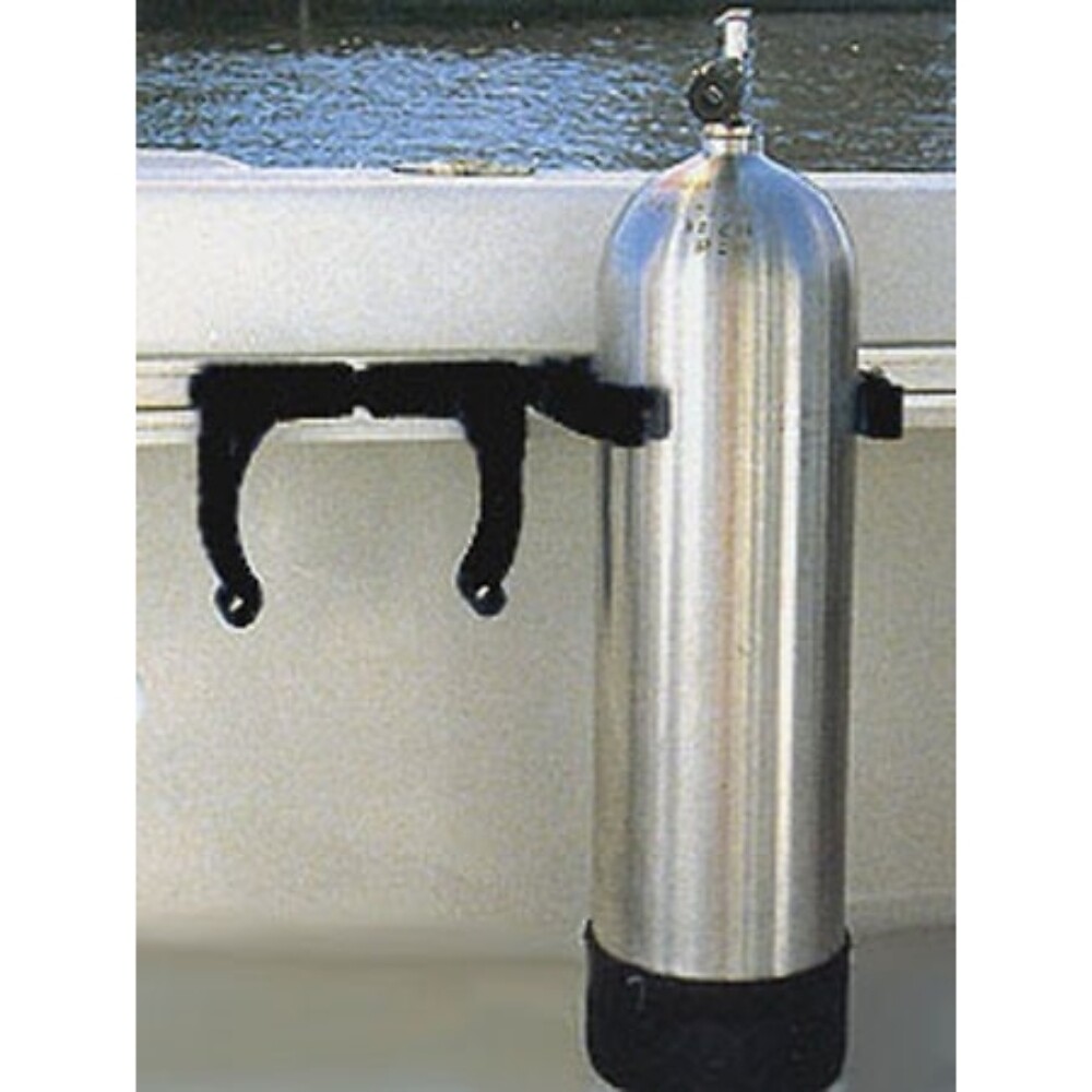 FOLDABLE STABILIZING BRACKET FOR SCUBA DIVING AIR TANKS BLACK