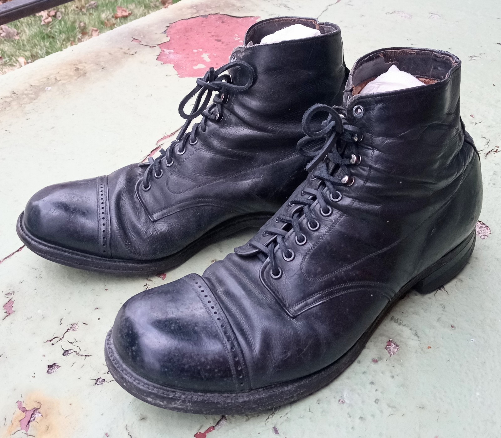 Span Am Indian Wars US Boots Black Leather 11" Long Goodrich Heels Volunteers