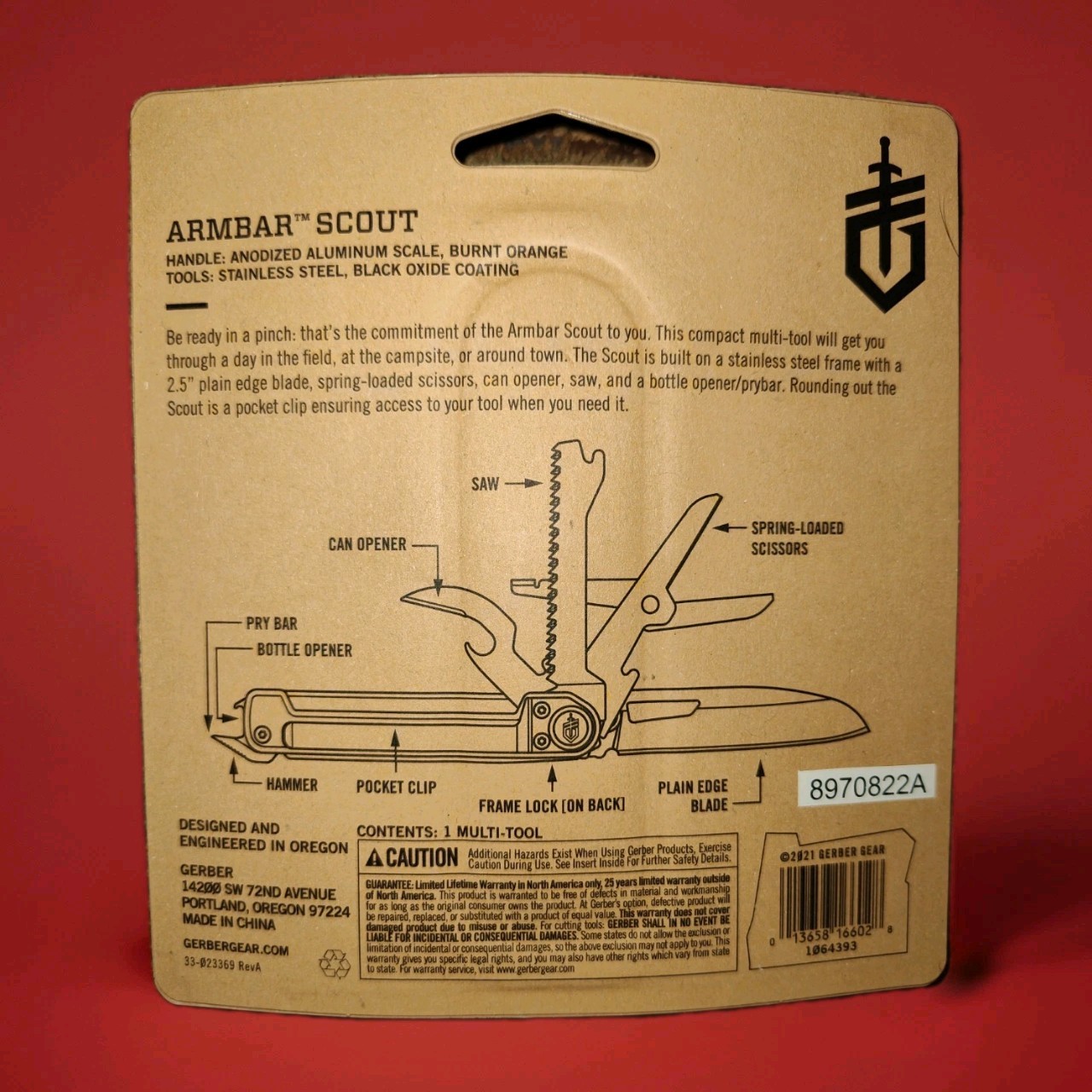 NEW GERBER Armbar Scout Multi-Tool BURNT🔥🟠ORANGE 1064393.