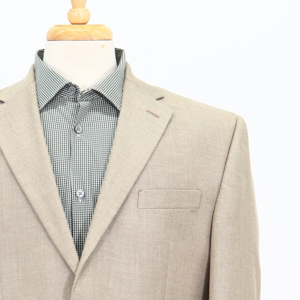 Chaps 42R Beige Sport Coat Blazer Jacket Solid 2B Polyester