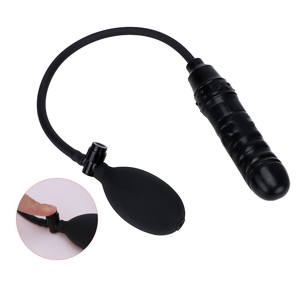 Inflatable Penis Dildo Cock Pump Expandable Anal Butt Plug Sex Toy Men Women US