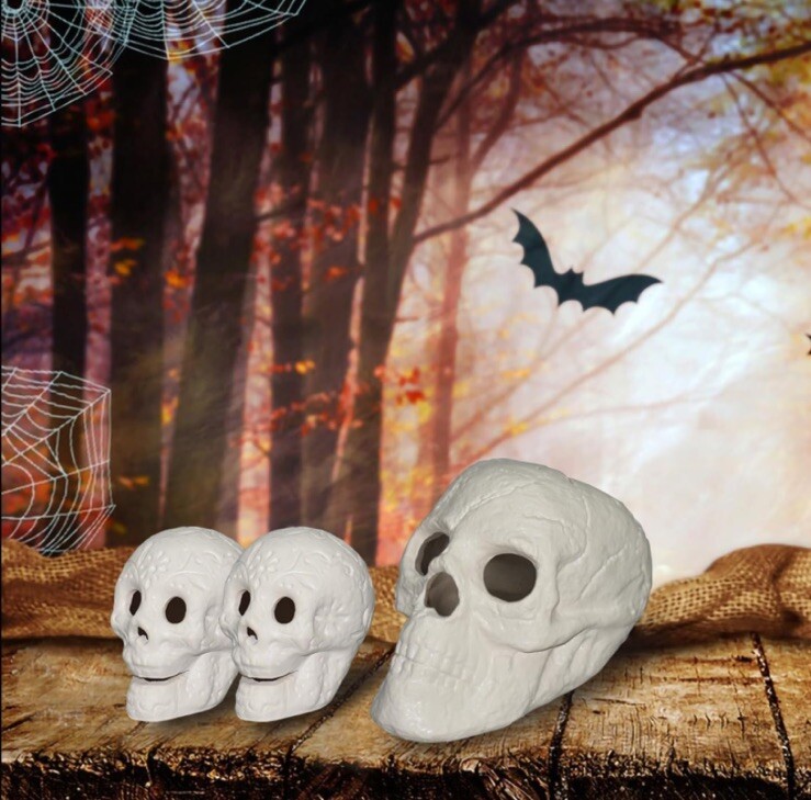 Fire Pit Skulls,Reusable Ceramic Skull, 1 Large 2 Small Skulls