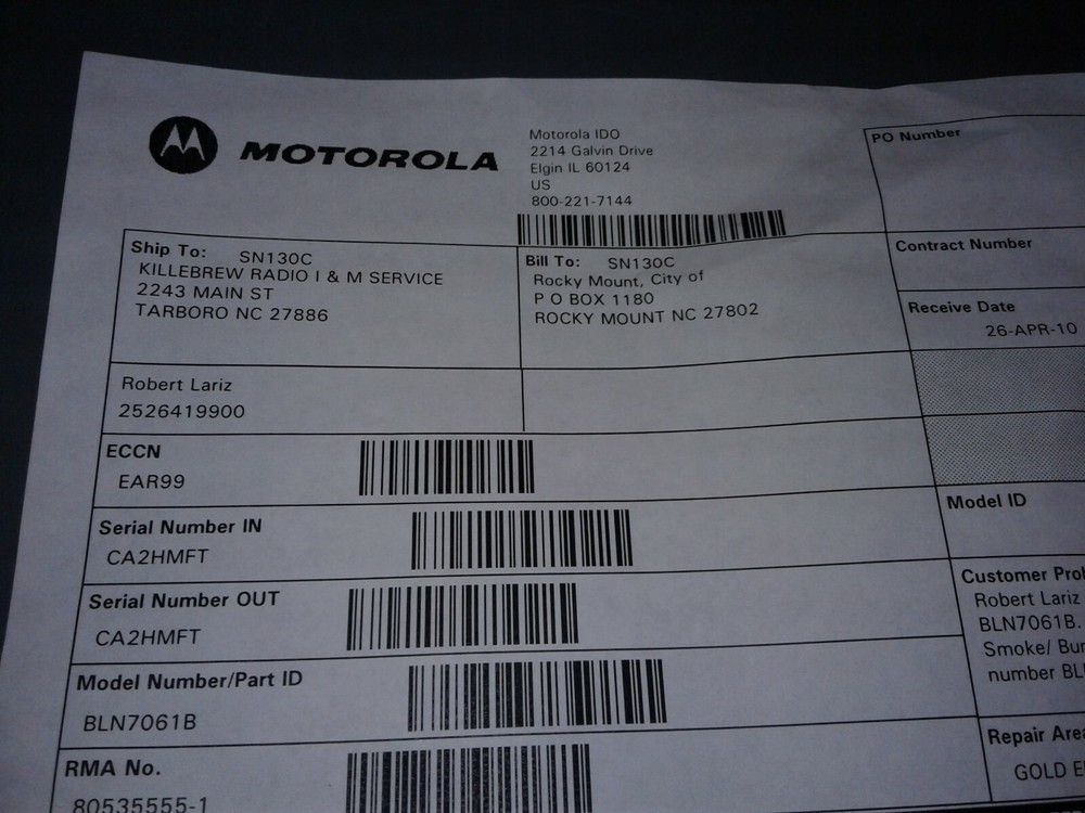 MOTOROLA BLN7061B13 CA2HMFT BOARD