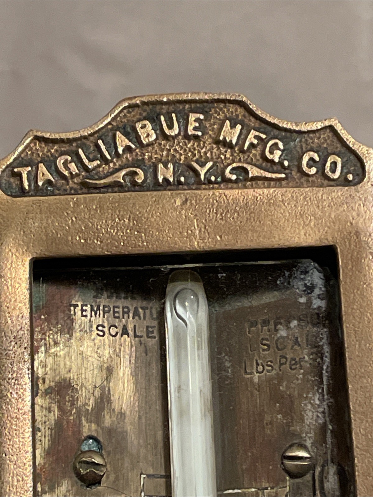TAGLIABUE MFG CO. ANTIQUE BRASS STEAM THERMOMETER GAUGE NEW YORK VINTAGE