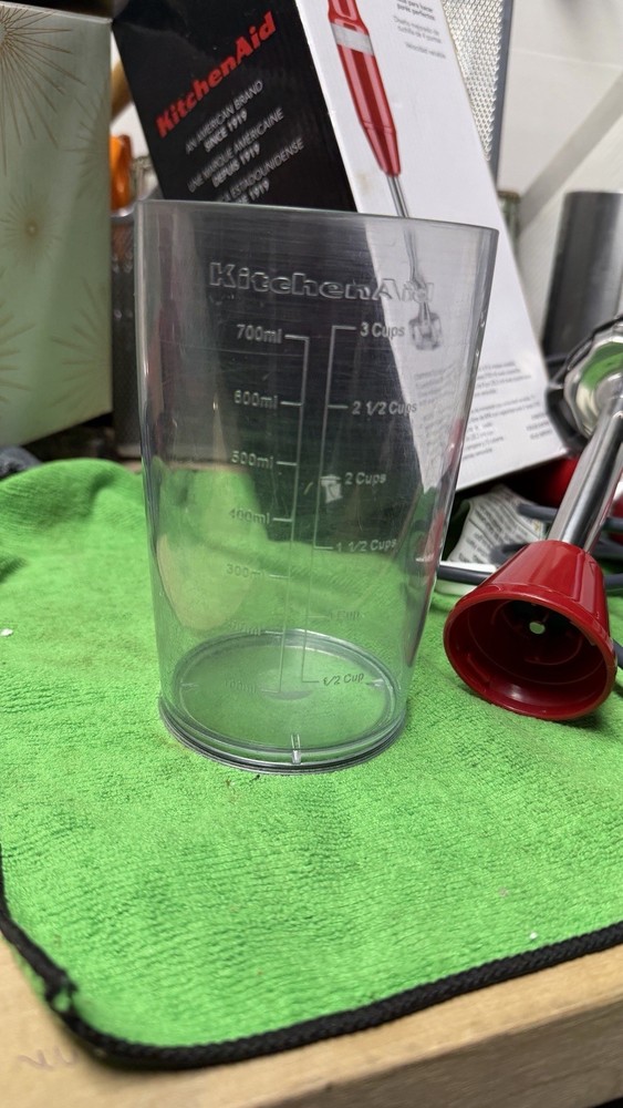 KitchenAid Immersion Hand Blender Red Variable Speed w/ Cup & Box