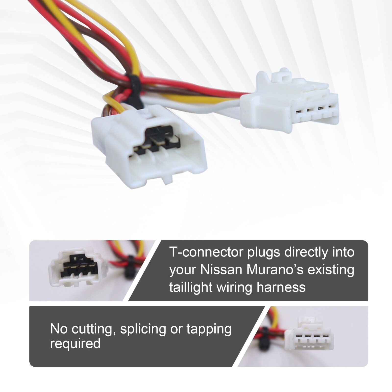 Custom Wiring Harness w 4-Way Flat Trailer Connector for 2015-2023 Nissan Murano