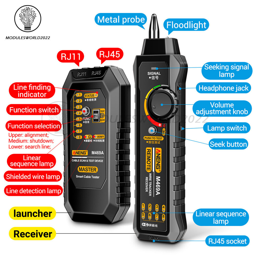 ANENG M469A Multifunctional Network Cable Tracker Networking Analyzer RJ45 RJ11