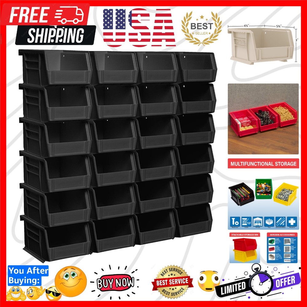 30210 AkroBins Plastic Storage Bins, Space-Saving Stackable Bins for Garage, ...