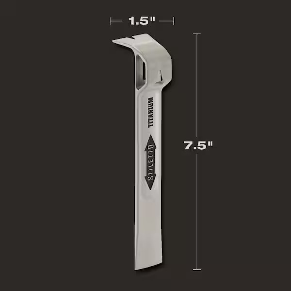 Stiletto Flatbar Glazer 7.5" Titanium Multi-Functional Staple Puller Pocket-Size