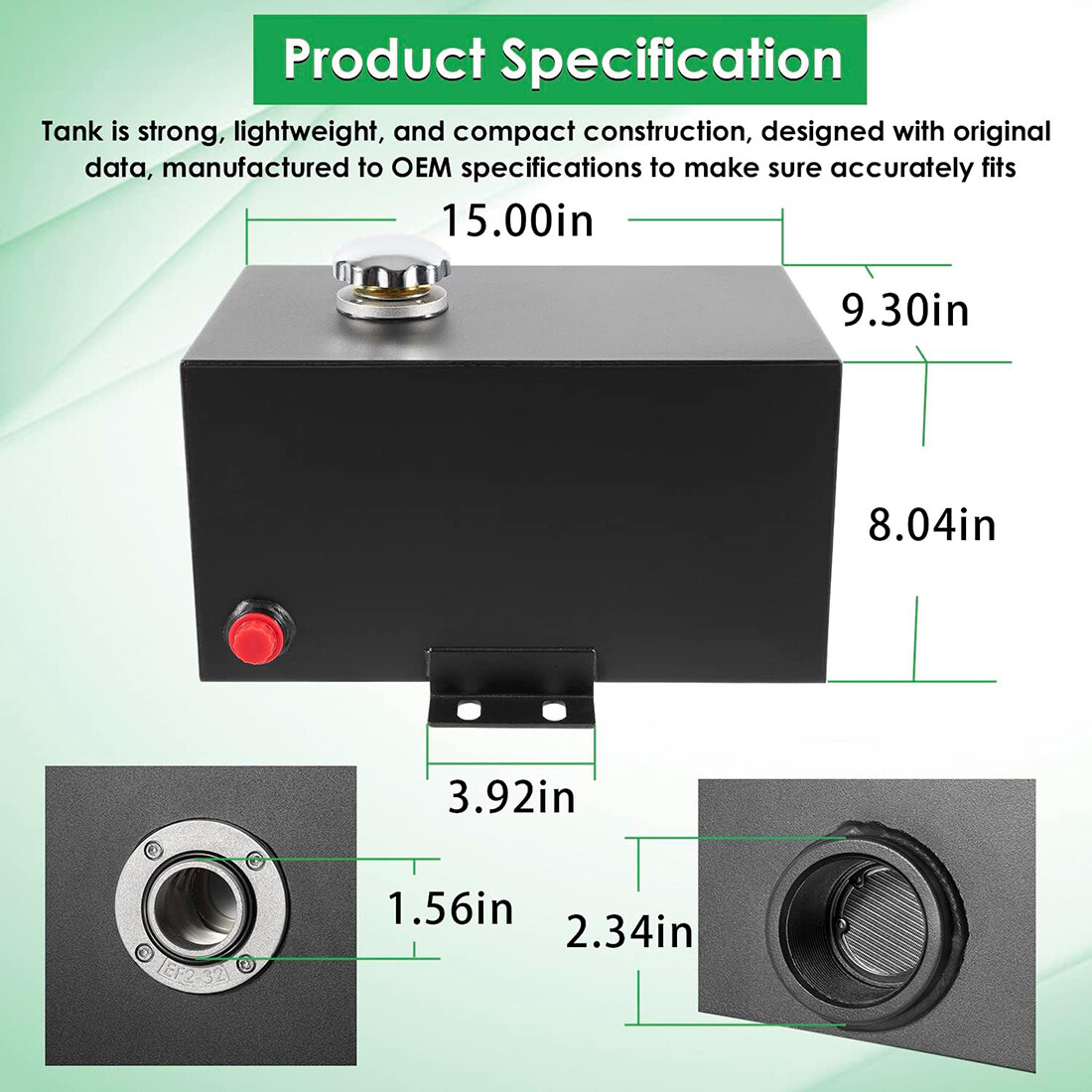 5 Gallon 14 Gauge Steel Hydraulic Fluid Reservoir Tank 1.5" Inlet 0.75" Outlet