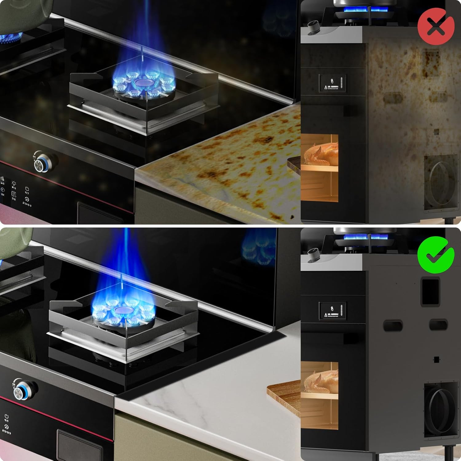 2 Pcs Stainless Steel Stove Gap Covers Retractable 13.8"-27.5" Heat Resistant