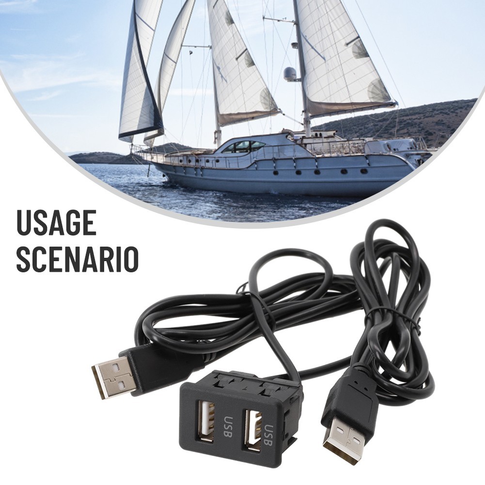 150CM Car for DASH Flush Mount AUX USB Port Panel Dual USB Extension